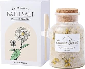 Bath Salt,Himalayan Chamomile Flower Dead Sea Salt,Chamomile and Bergamot Essential Oil,Cleanse,Revitalize,Relaxing,Stress Relief,and Soothes Skin,Best for Good Sleep(260g 9.17oz)