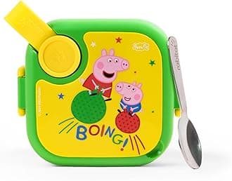 RabitatPeppa Pig LUNCHMATE Mini Stainless Steel Lunch Box Hop On 500 ml - 2 Years Brand Warranty | Tiffin Box for Kids | Steel Lunch Box for School Girls and Boys