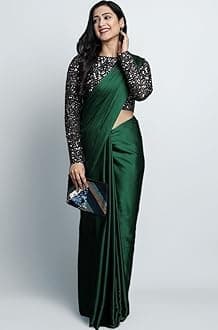 Mera Enterprise Women's Satin Silk Plain Saree