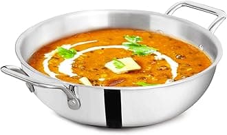 The Indus Valley Triply Stainless Steel Kadai 1.7Ltr | Very Small 20.3cm/8 inch,1kg | Induction Friendly | Nonstick 3-Layer Body, 100% Pure & Toxin-Free, No Chemical Coating