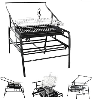 360° Rotating Charcoal Grills, Stainless Steel Flipping Barbecue Grill, Heavy Duty Square Outdoor Detachable Portable BBQ Grill, for Commercial Barbeque (15.9 * 32.7 * 42.7 inch)