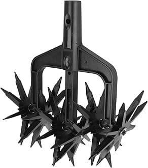Garden Rotary Cultivator, Garden Soil Scarifier Tool, Garden Rake Tiller Gardening Hand Tool Garden Cultivator for Reseeding Grass Soil Mixing, Loosening Soil, Gathering Leaf