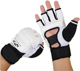 Rungear Taekwondo Training Boxing Gloves, WTF Approved Martial Arts Muay Thai TKD Punching Bag Mitts MMA Sparring Karate Gloves for Men Women Kids (White, X-Small)