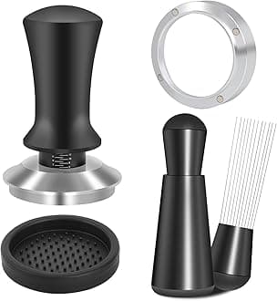 54mm Espresso Accessories Kit, Spring Loaded Calibrated Tamper, WDT Tool and Dosing Funnel Set Fits Breville 54 mm Espresso Coffee Machines and Portafilter