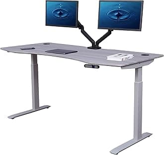 - ApexDesk Elite Pro Series 71" x 33" Electric Height Adjustable Stand up Desk, Sit Stand Home Office Desk, Computer Desk - Curved Grey Top/White Frame