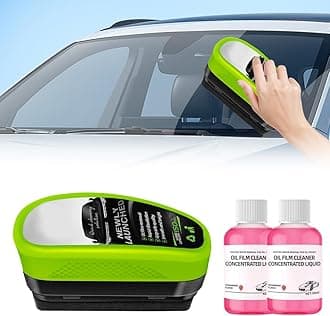 Automotive Oil Film Cleaning Brush 2.0 with 2 Extra Cleaner, 2024 Upgraded Glass Cleaning Board for Windshield, Anti-Rain Fog Cleaning Glass Brush, Universal Glass Cleaning Wipe Board (1, Green)
