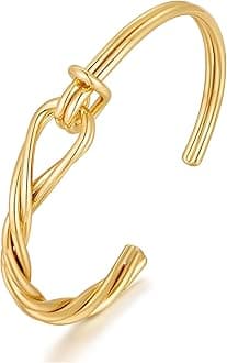 WOWORAMA Gold Love Knot Bracelet for Women Simple Dainty Gold Cuff Bracelet Twisted Double Knot Nail Cuff Bangles Minimalist Thin Wire Bracelets
