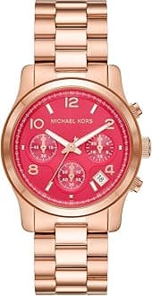 Michael Kors Runway Watch for Women, Chronograph movement with Stainless steel, Ceramic or Leather strap