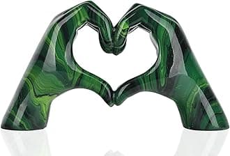 DOVDOV Resin Sculpture, Fluid Green Heart Decoration, Modern Art Statue for Home Decor for Valentine's Day, Wedding, Anniversary