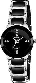 IIK COLLECTION Watches for Women Round Studded Dial Girls Watches |Analogue Movemnet Ladies Watch|Long Battery Life| Adjustable Bracelet Chain Strap|Double Lock Clasp Safety Watches for Girls.