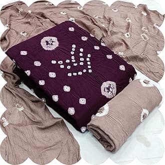 RISHIT TRENDS Women's RAYON Bandhani Un-stitched Salwar Suit Dupatta Dress Material