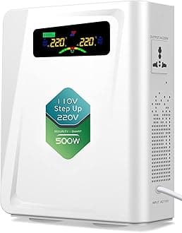 Voltage Converter 110 to 220 Step Up Transformer 500W, No Noise, Ten Protection Functions, CE & CQC Certified ，Using 220V Asia Euro Appliance in US