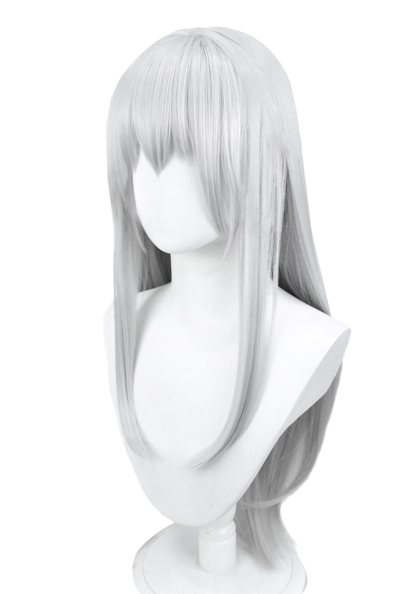 Anime Women Cosplay Wig 27.56 Inch Costume Accessories for Party Christmas Halloween (Silver White)