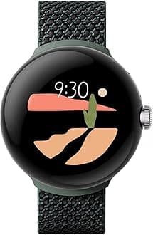 Google Pixel Watch LTE Smartwatch Compatible with Cellular or WiFi Data, GPS, BT and Heart Rate Monitor 41mm, Bulk Packaging (Green Woven)