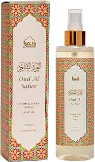 Dukhni Oud Al Saher Attar Al Faraash by Dukhni |250ml Non Alcoholic Spray | Arabic Natural Mist | Air Freshener, Room Mist, Fabric & Linen Spray | Perfect for Prayer mats, beds, Sofas, Curtains