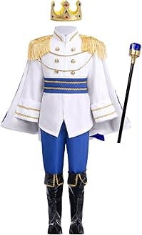 AWIBMK Boys Prince Charming Costume - Kids Medieval Royal King Outfit for Halloween Cosplay Dress Up