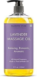 Majestic Pure Lavender Massage Oil 236 ml - Hydrating, Calming & Rejuvenating Body Massage Oil, Made with Natural Oils, for Men & Women