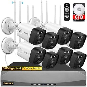 (90 Days Storage) 2 Way Audio 5.5MP 2 Outdoor Security Antennas Wireless Camera System WiFi Video Surveillance