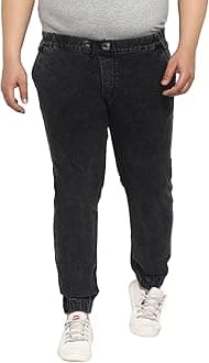 Urbano Plus Men's Black Regular Fit Washed Jogger Jeans Stretchable (plushpsjoggerballp-black-44)