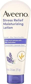 Aveeno Stress Relief Moisturizing Body Lotion with Lavender Scent & Prebiotic Oat to Calm & Relax, Non-Greasy, TSA-Approved Travel Size, 2.5 fl. oz