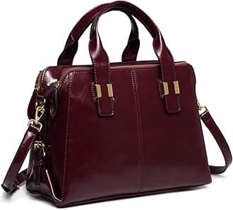 Burgundy Faux Patent Leather Women Satchel Bag