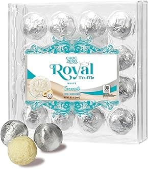 ChocZero White Chocolate Coconut Hazelnut Truffles, Zero Added Sugar, Gluten Free, Keto Holiday Gift, High Fiber, 16 Individually Wrapped Pieces, 8.5 Ounce (Pack of 1)