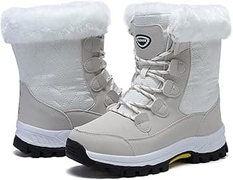 Womens Snow Boots Warm Fur Lined Winter Boots Anti Slip Ankle Boots Mid Calf Snowboots Waterproof and Cold-Resistant Outdoor Walking Shoes for Women Ladies Girls