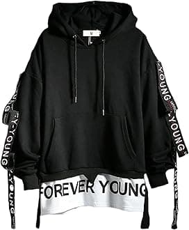 Mens Hoodie Fashion Pullover Letter Print Tracksuit Techwear Casual Coat Hip-Hop Sweatshirt