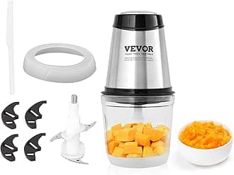 VEVORFood Processor, Mini Electric Chopper 400W, 2 Speeds Electric Meat Grinder, Stainless Steel Meat Blender, for Baby Food, Meat, Onion, Vegetables, 2.5 Cup