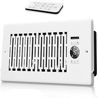 10-Speed Register Booster Fan Fits 4"x10", Smart Vents Thermostat and Remote Control for Home Heating and Cooling