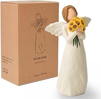 Sunflower Gifts for Women, Guardian Angel Statue, Angels Figurines, Woman Holding Sunflowers Figurines for Thanksgiving, Mother's Day or Birthday