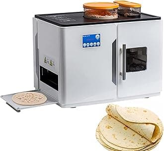 Fully Automatic Roti Maker, Electric Chapati Tortilla Pancake Flatbreads Pita Making Machine, One Key to Make 20 Pcs/One Time for Chapati, Flour Tortilla, Tawa, Dosa, 1.0 mm to 1.5 mm Thickness Adjust