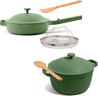 Our Place Cookware Duo - 7-Piece Set Including the Always Pan, Perfect Pot and Spatulas | Multifunctional, Toxin-Free Nonstick | Heat Safe up to 450°F | Oven, Stove, Induction Compatible | Sage
