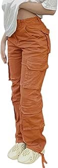 Viatabuna High Waisted Cargo Pants for Women Baggy Y2k Straight Wide Leg Pants with Pockets Streetwear