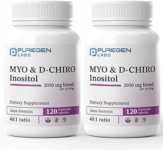 - Puregen Labs Inositol Supplement | Myo Inositol & D-Chiro Inositol 2050mg - 240 Veggie Caps | No Harmful Additives | Non-GMO, NO Gluten and Dairy - 2Pack