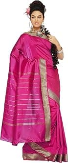Womens Indian Ethnic Traditional Banarasi Art Silk Saree Sari Wrap Fabric Dress Drape