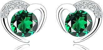 Silver Stud Earrings for Women, Stud Earrings White Gold Cubic Zirconia Heart Studs│Dainty Earrings Jewellery Gifts for Girls