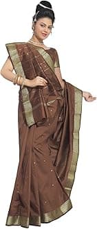 Womens Indian Ethnic Traditional Banarasi Art Silk Saree Sari Wrap Fabric Dress Drape