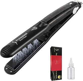 DORISILK Steam Straightener for Hair, Professional Steam Flat Iron Salon Ceramic Tourmaline Vapor Steam Ionic Straightening Iron 2 in 1 Hair Straightener and Curler Dual Voltage Adjustable Temp