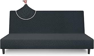 Fashion Futon Cover (67"-82") Stretch Fit Armless Sofa Bed Slipcover, Universal Foldable Sofa Mattress Protector Full Queen Size, Irregular Plaid Texture Jacquard Futon Protector (Dark Gray)