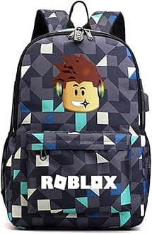 Game Roblox Anti-Theft Laptop Backpack Large Business Backpack with USB Charging Port Pencil Case School Bag (Including Coded Lock and USB Cables), Lingge Blue