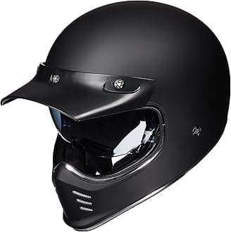 Vintage Full Face Motorcycle Helmets for Adults Men Inner Visor Compatible for Moped ATV Cruiser Scooter DOT ECE Model Z502(Matte Black, XL)
