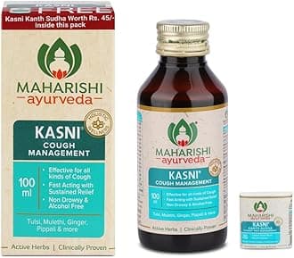 Kasni Cough Syrup with Kanth Sudha | Ayurvedic Cough Syrup | For All Types Of Cough & Chronic Cough | Non-Drowsy | Non- Habit Forming| Non-alcoholic (100 ml (Pack of 1))