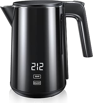 Electric Kettle Temperature Control with Real Time Temperature Display Cool-Touch Double Wall Stainless Steel ElectricTea Kettle 3-5 Mins Fast Boiling Hot Water Kettle 4 Hours Keep Warm