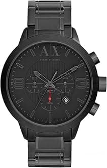 Armani Exchange Watch for Men, Quartz Chronograph Movement, 49 mm Black Stainless Steel Case with a Stainless Steel Strap, AX1277