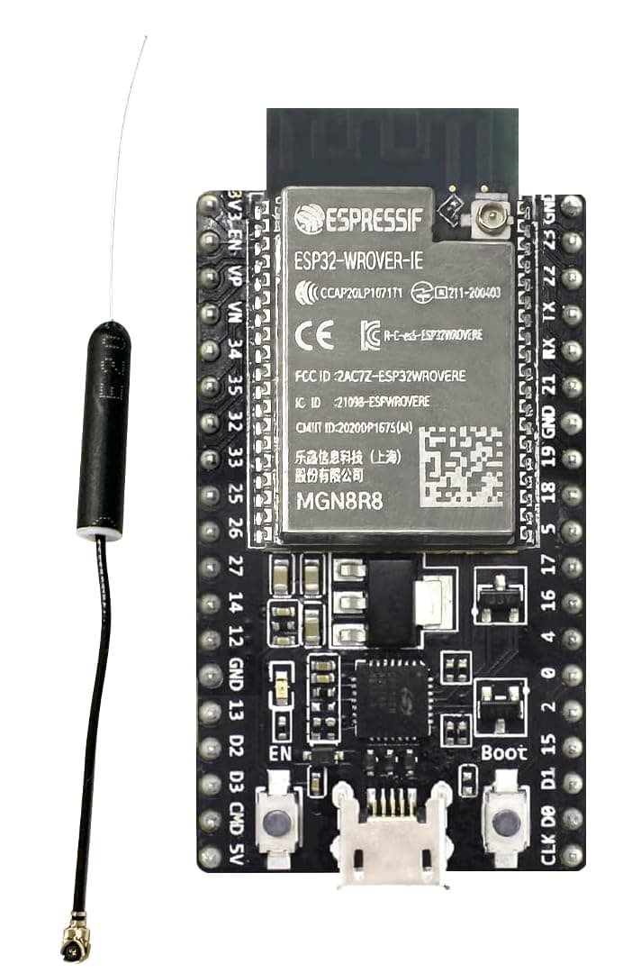 Espressif ESP32-DevKitC-VIE Development Board with ESP32-WROVER-IE, 4 MB Flash, 8 MB PSRAM, USB, Bluetooth, 802.11 N, FreeRTOS, 240 MHz CPU