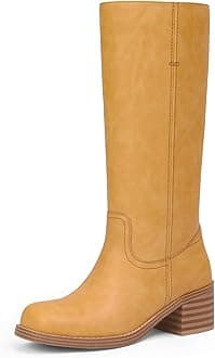 Mid Calf Boots for Women Chunky Block Low Heel Square Toe Comfortable Casual Trendy Stylish Boots