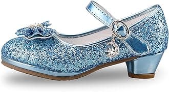 Girls Princess Shoes Toddlers Sequin Sweet Bows Sandals Little Girls Party Pumps Sparkle Wedding Dress Shoes（8.5UK/Label Size26,Blue