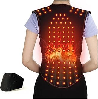 Magnetic Back Support Self Heating Therapy Vest Full Back Support 108pcs Magnets Waist Back Brace Posture (Black-L)