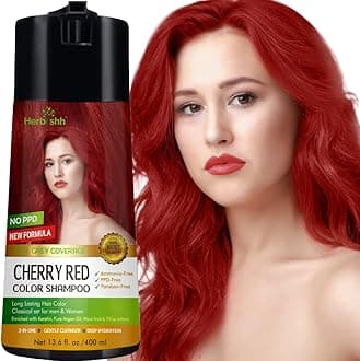Hair Color Shampoo For Gray Hair – Enriched Color Shampoo Hair Dye Formula – Hair Dye Shampoo And Conditioner – Long Lasting & Diy (Cherry Red)